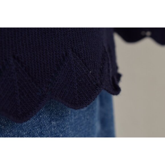 Vintage 90s Acrylic/Nylon Navy Cardigan | size 8 - Picture 7 of 10